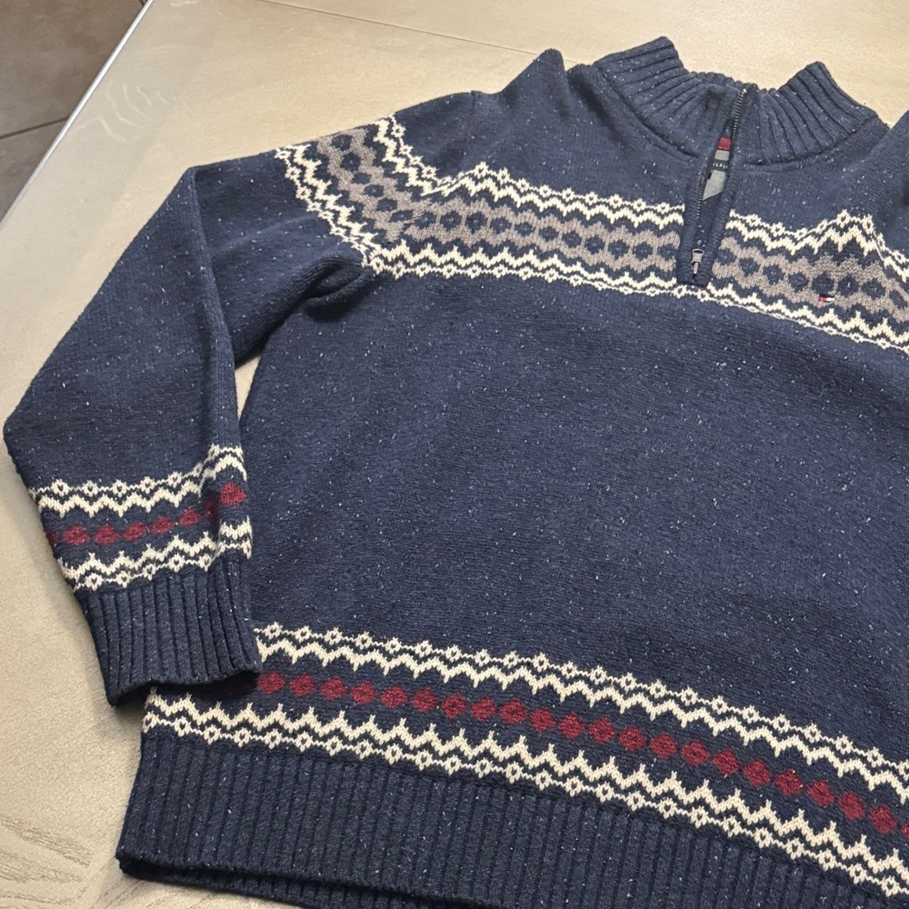 Tommy Hilfiger Men's Navy and Red Zip-Up Sweater - Picture 6 of 12
